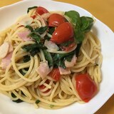 【簡単】生バジルとトマトのパスタ